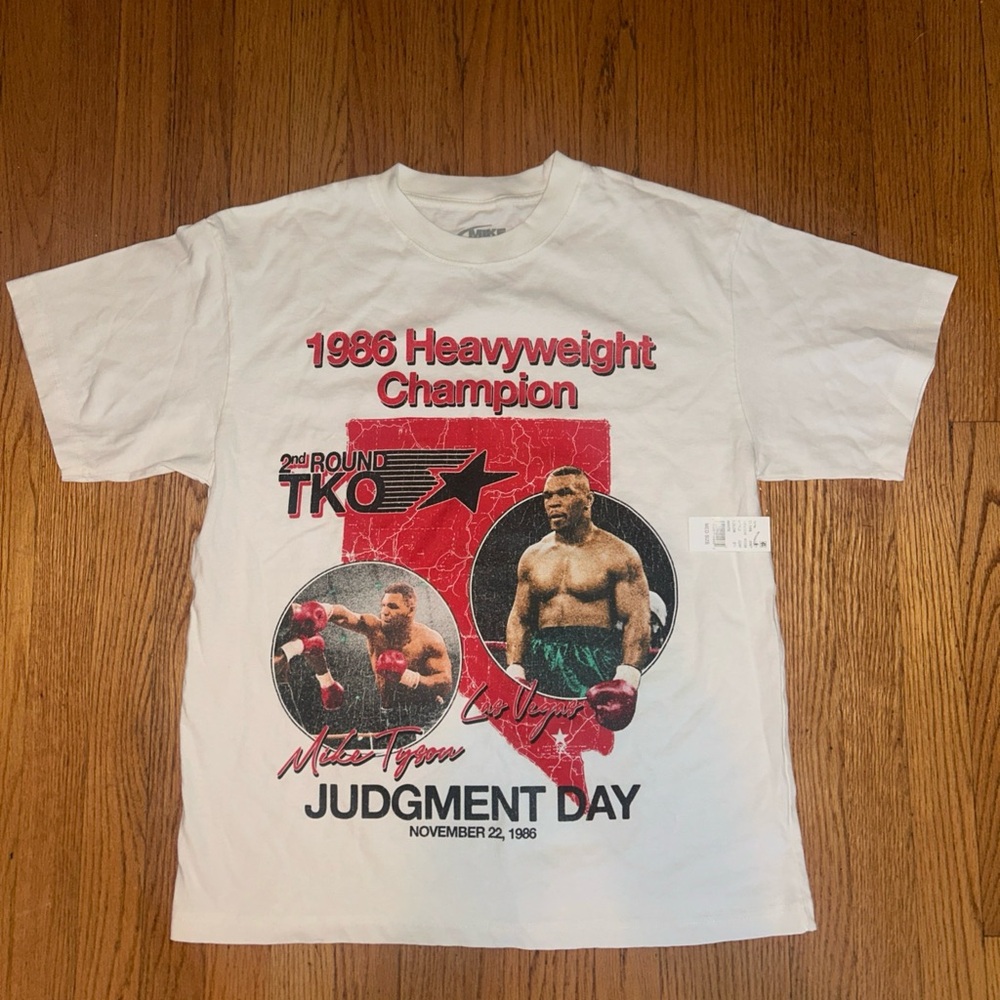 Mike Tyson Judgment 1986 Heavyweight Championship White T-Shirt Size M New